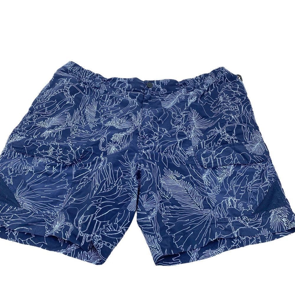 Magellan Outdoors Men Fishing Gear Shorts Size 2XL Multipocket Nylon Print Blue